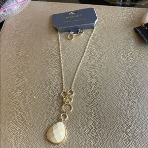 Monet Gold Necklace with Ivory Pendant